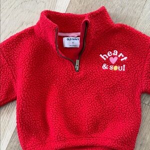 Old Navy Red Fleece Quarter Zip Heart & Soul Pullover